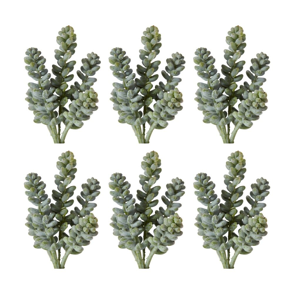 6PK E Style Bell Sedum Pick Artificial Succulent Stem Wire Green Red 7x7x15cm