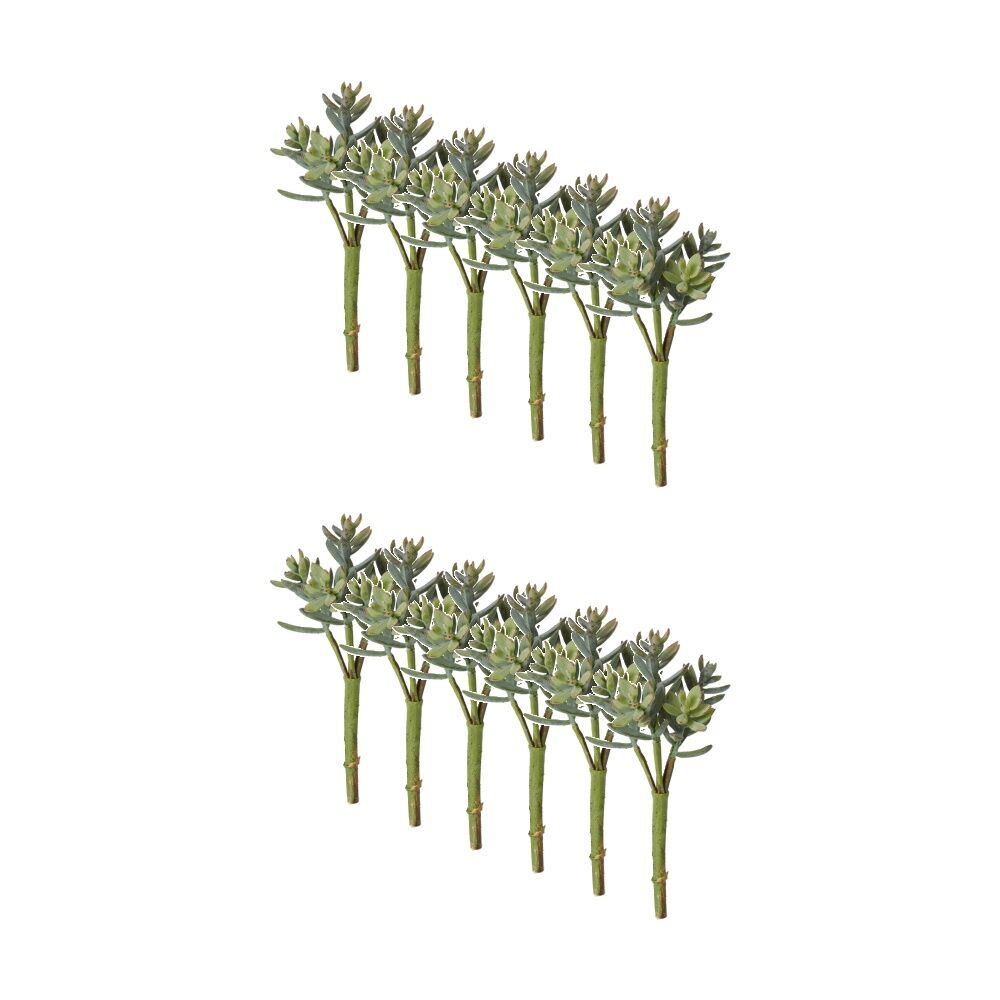 12PK E Style Sedum Nevii Pick Artificial Succulent Stem Plastic Sage 10x10x17cm