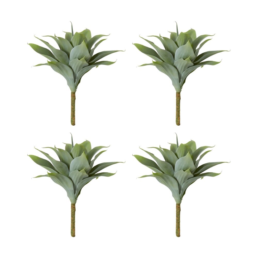 4PK E Style Agave Nova Plant Artificial Succulent Stem Plastic Wire Grey Green