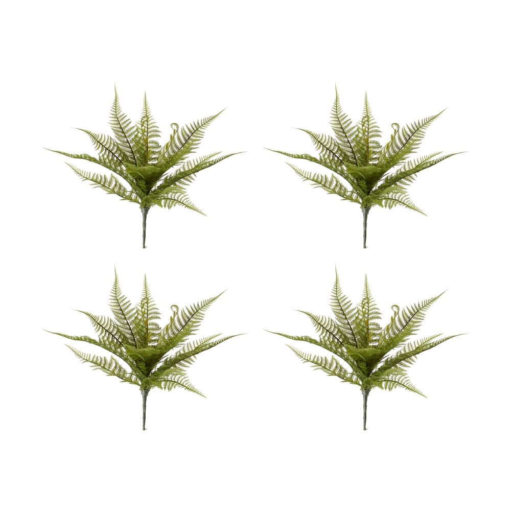 4PK E Style Fern Bracken Artificial Plant Stem Green Plastic Wire 35cm