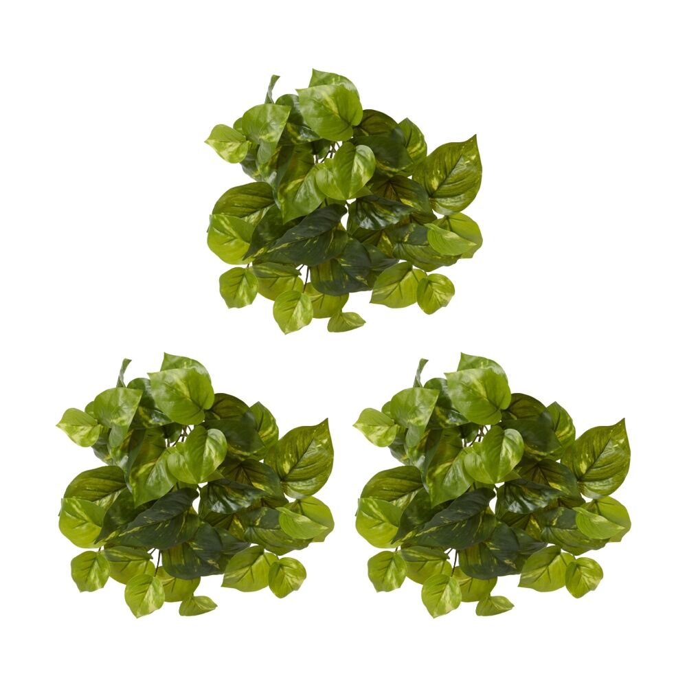 3PK E Style Pothos Golden Plant Artificial Variegated Plastic Fabric Wire 30cm