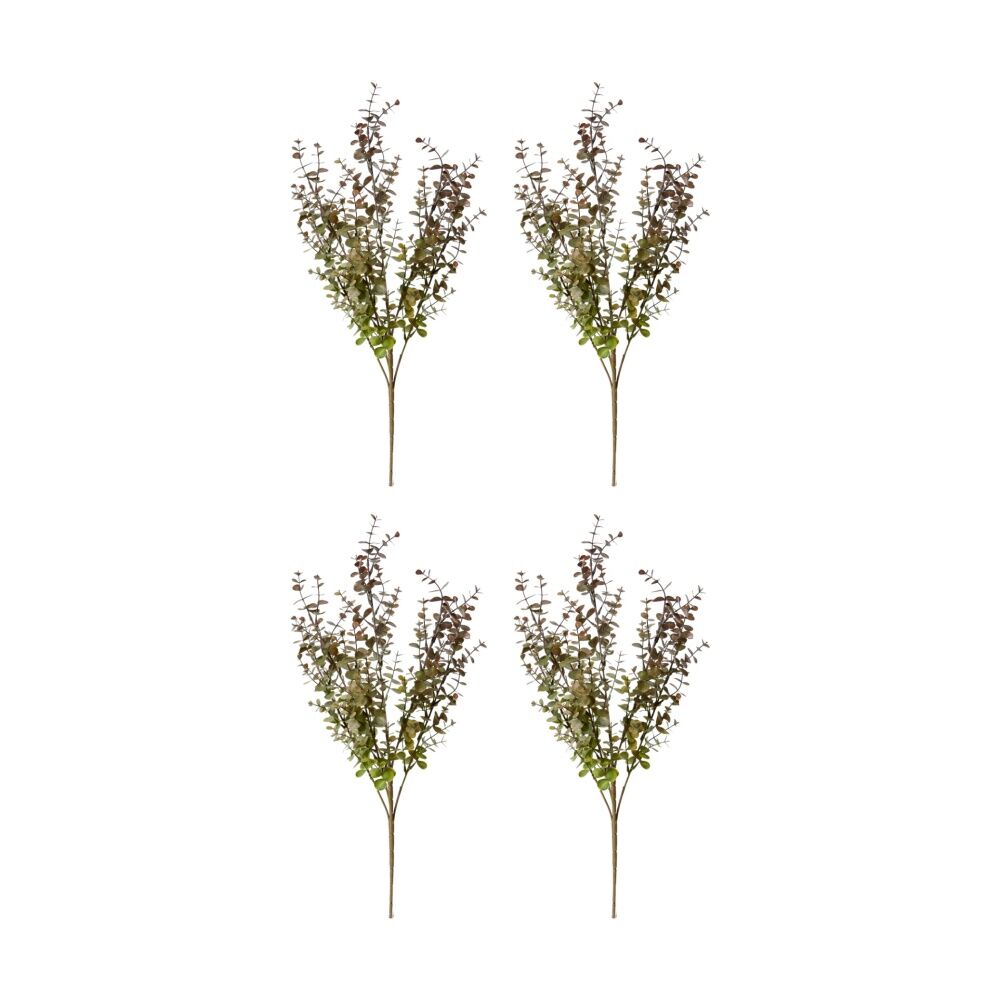 4PK E Style Eucalyptus Bush Lifelike Artificial Plant Green Burgundy 30x30x56cm