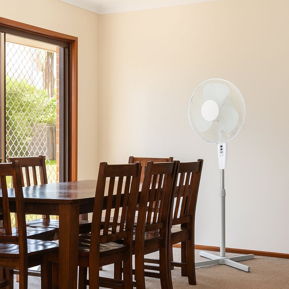 Sheffield 40cm Pedestal Fan Adjustable Height 3-Speed Oscillating White