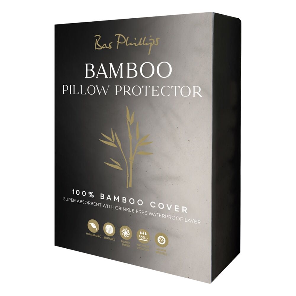 2x Bas Phillips Bamboo Pillow Protector Pillowcase 50cm x 75cm White