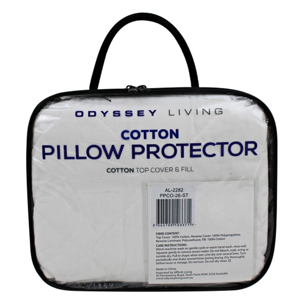 Odyssey Living Cotton Quilted Pillow Protector Pillowcase 50cm x 75cm White