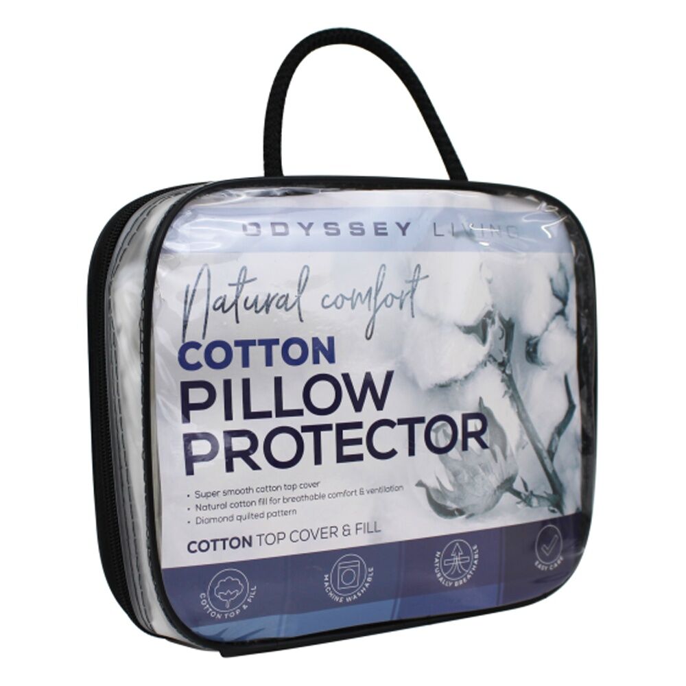 4x Odyssey Living Cotton Quilted Pillow Protector Pillowcase 50cm x 75cm White