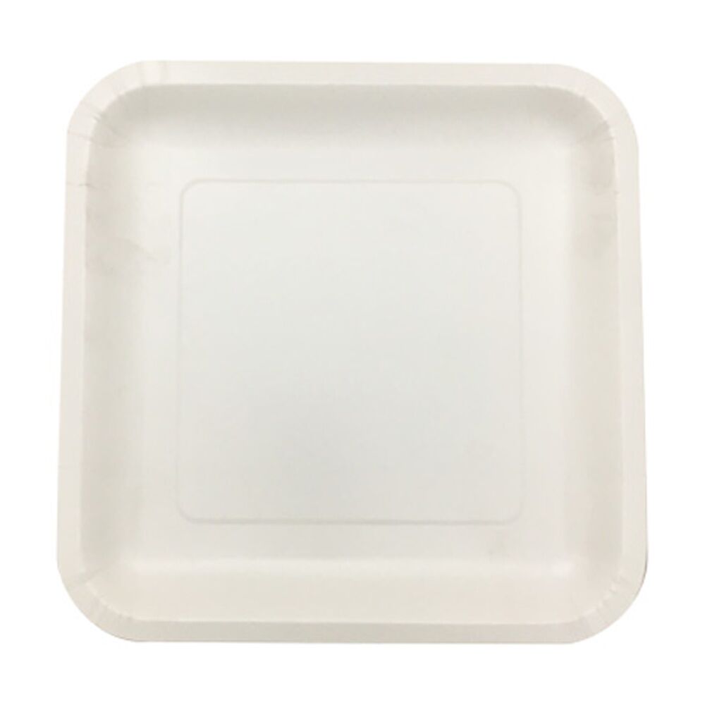 48x 15pc Partyware FSC Square Disposable Paper Plates Set 180mm White