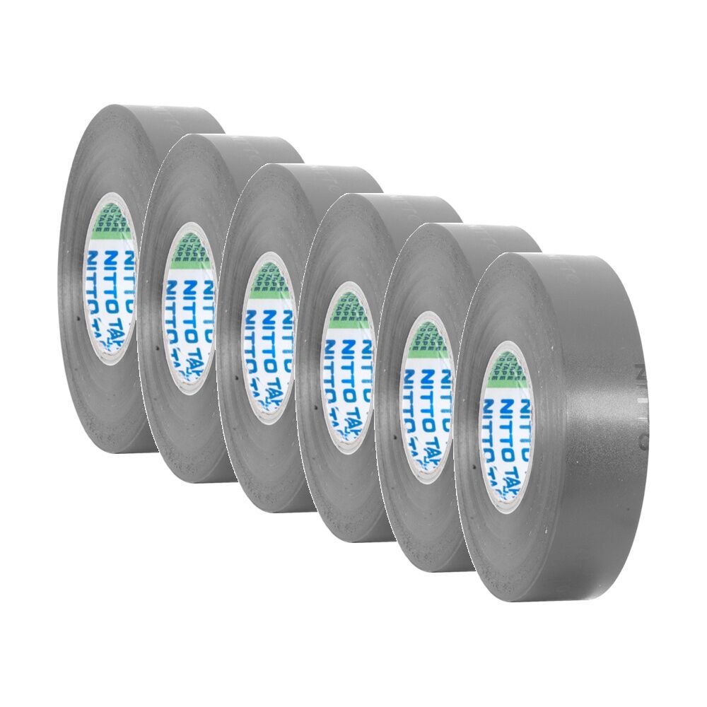 6PK Nitto Grey 20Mt Tape PVC Electrical Insulation 19mm Lead-Free Vinyl Roll