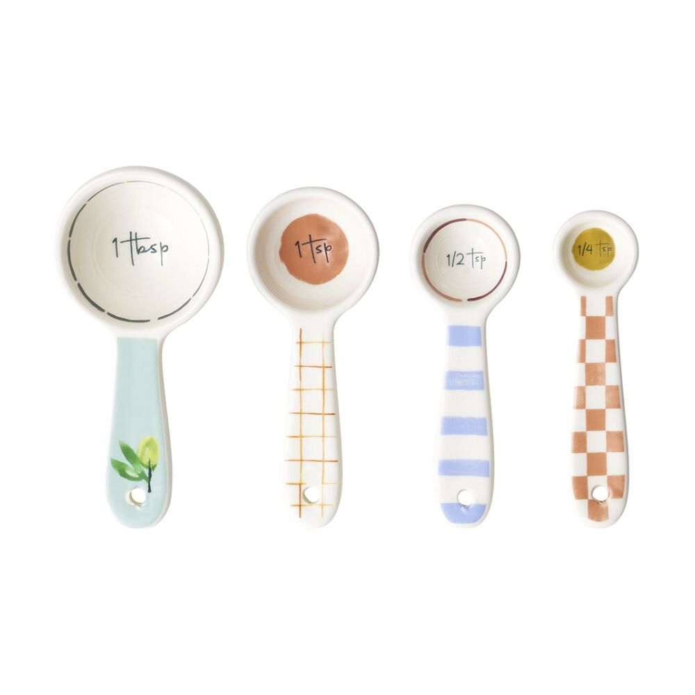 2x 4pc Porto Italian Inspired Valentina Measuring Spoon Stoneware
