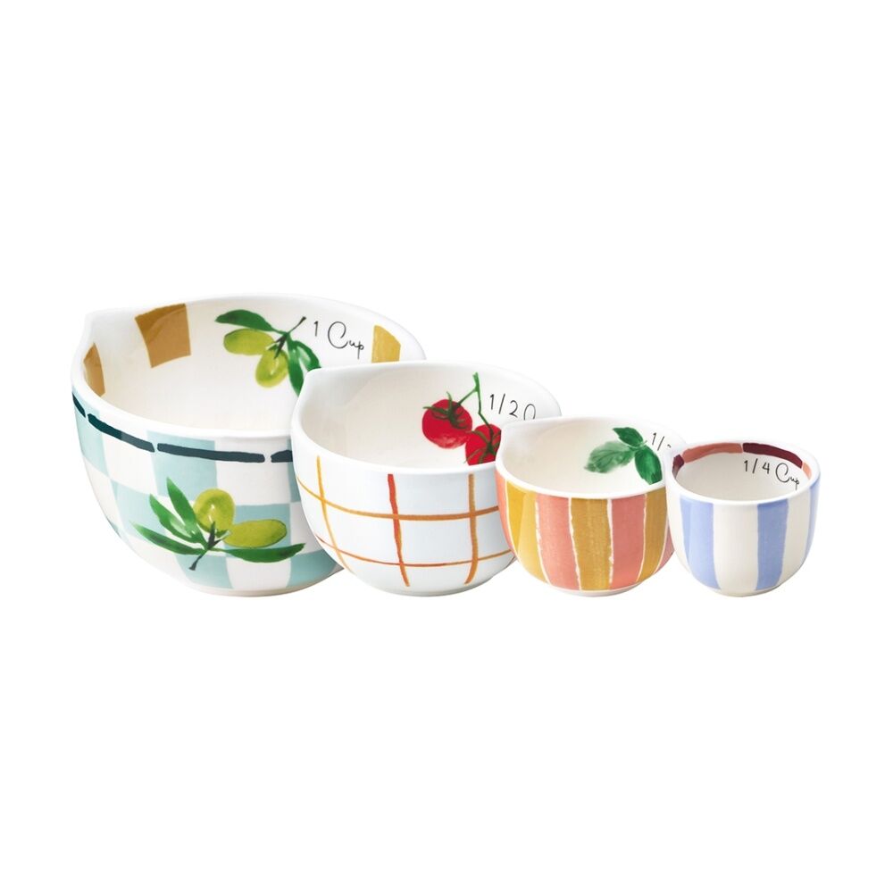 2x 4pc Porto Italian Inspired Multicoloured Valentina Measuring Cups Stoneware