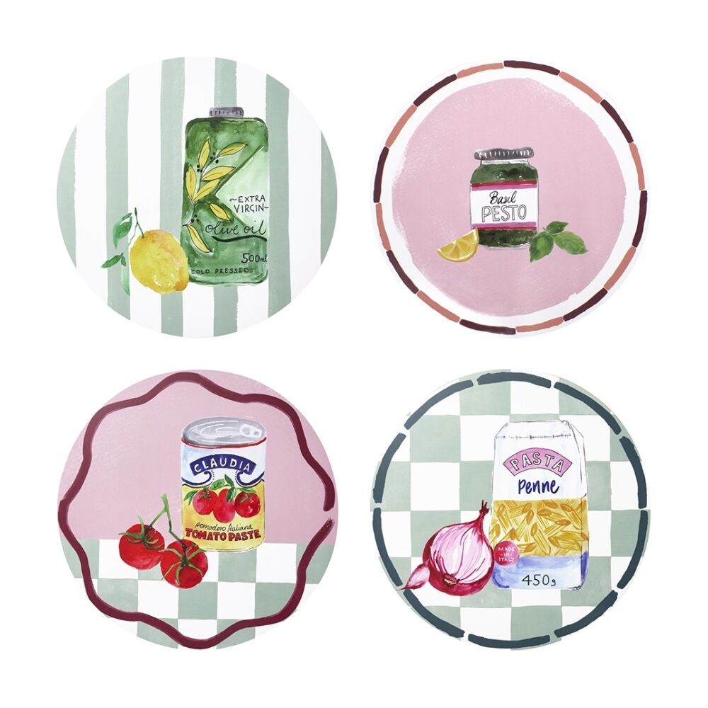 2x 4pc Porto Valentina Italian Inspired Dinner Placemats Round