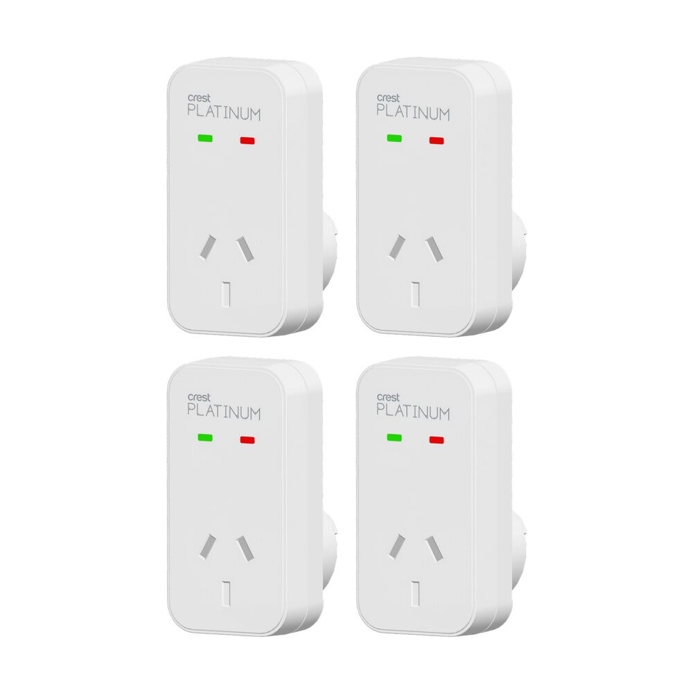 4PK Crest Platinum 1 Socket Surge Protector AU/NZ Plug W/ Child Protection White