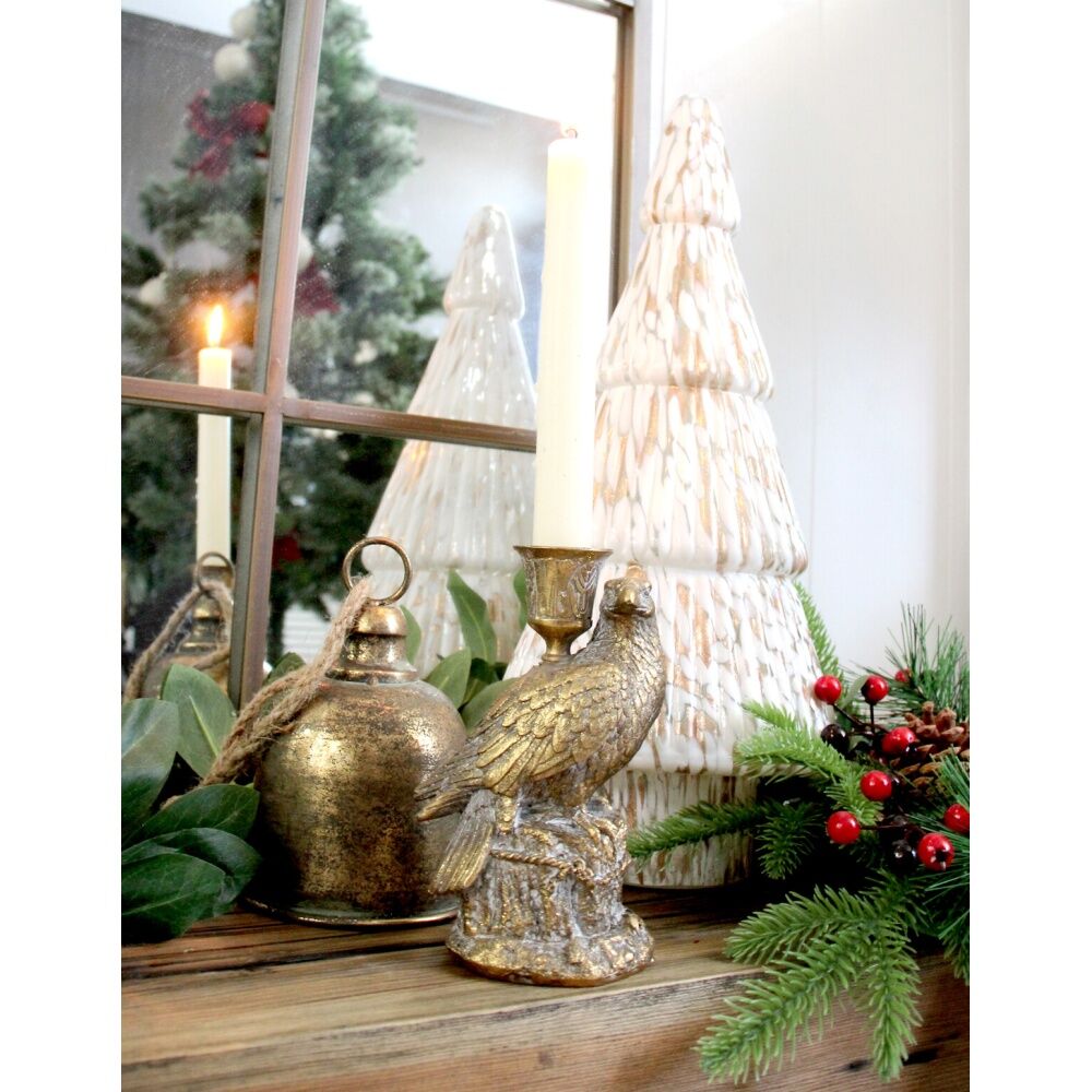 LVD Quail Vintage Gold Finish Candle Holder Home Decor 9x7x15.5cm