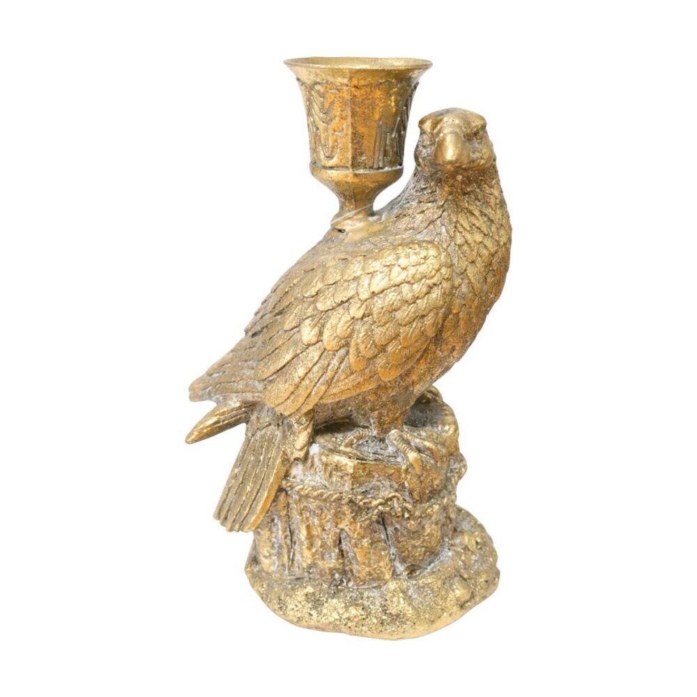 2PK LVD Quail Vintage Gold Finish Candle Holder Home Decor 9x7x15.5cm