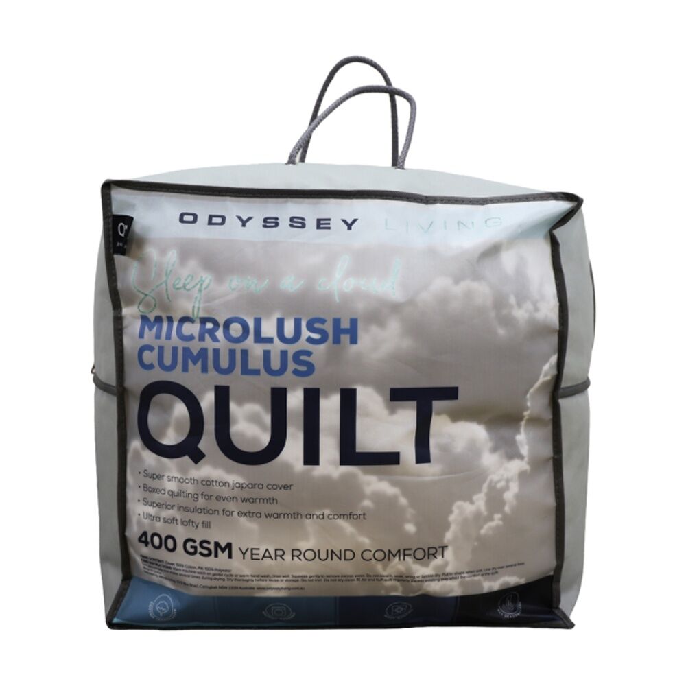 2PK Odyssey Living Microlush Winter Cumulus 400GSM Quilt Doona Queen