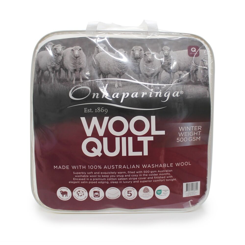 Onkaparinga 100% Wool Quilt Winter Weight Cover 500GSM Doona Single King