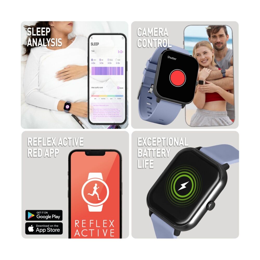 Reflex Active Nexus Lite Strap 1.83 Inch AMOLED Smart Watch Denim Blue