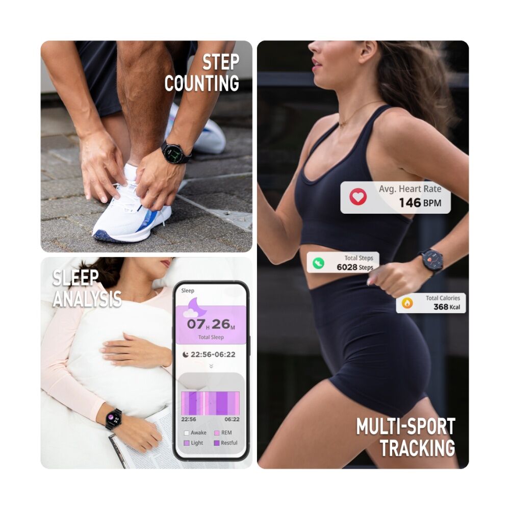 Reflex Active Series Spectra AMOLED Screen Silicone Strap Smart Watch Black