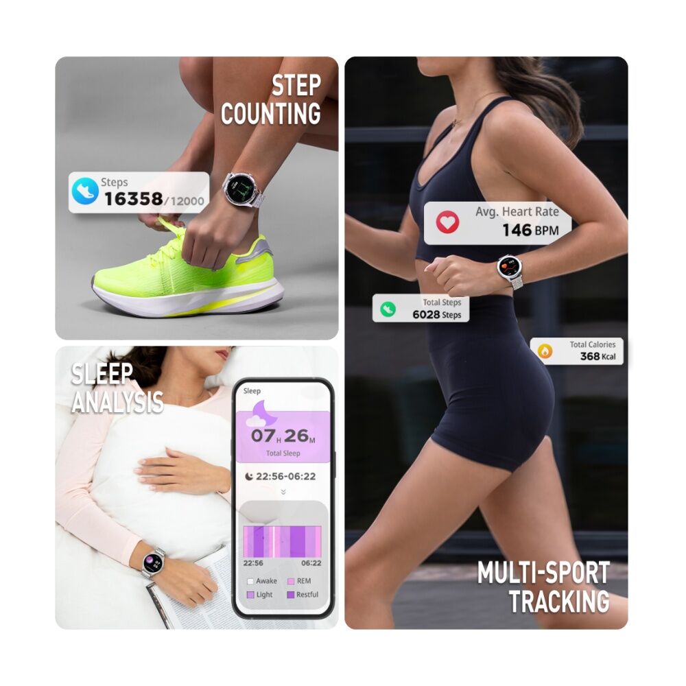 Reflex Active Series Spectra AMOLED Screen Steel Strap Smart Watch Silver