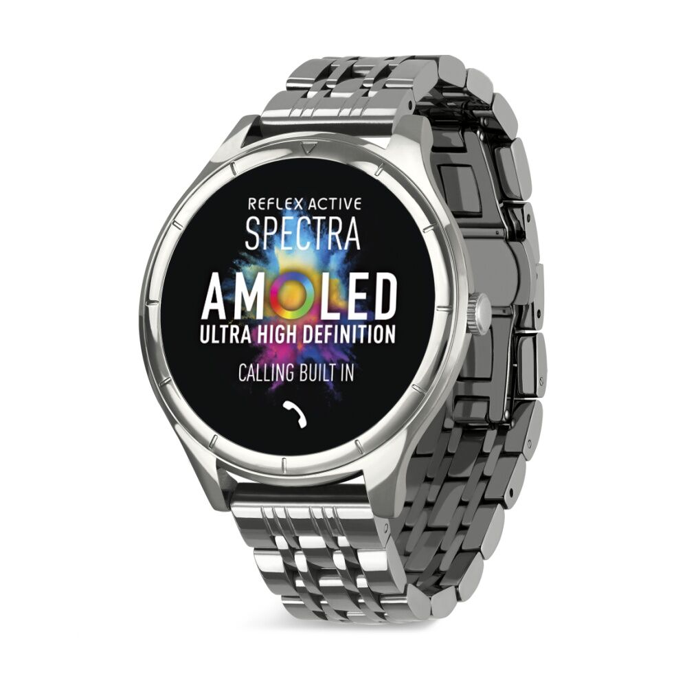 Reflex Active Series Spectra AMOLED Screen Steel Strap Smart Watch Silver
