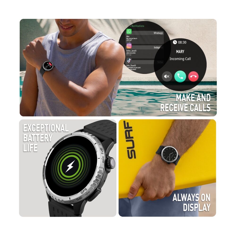 Reflex Active SeaVenture 5ATM Water Resistant Smart Watch Black