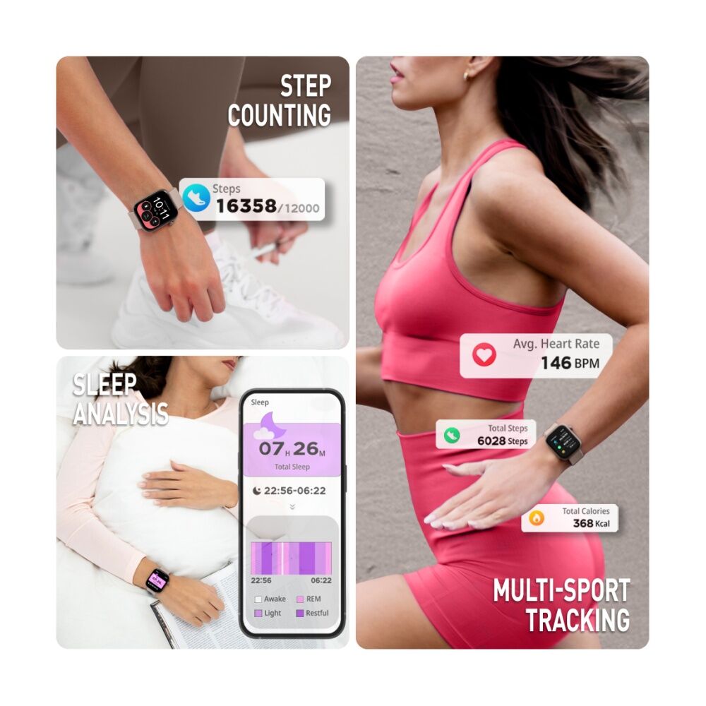 Reflex Active Series 40 AMOLED Aluminium Silicone Calling Smart Watch Mink