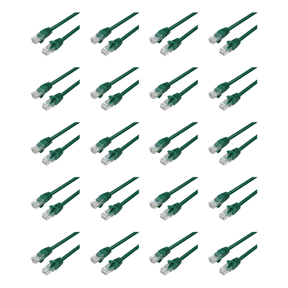 20PK Cruxtec RC6-003-DG CAT6 UTP 10GbE Ethernet Cable Dark Green 1m