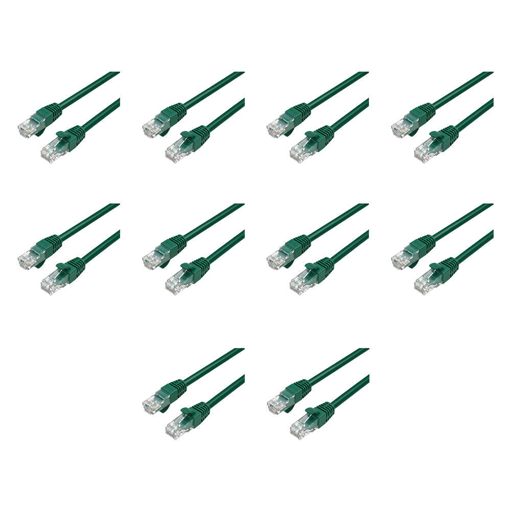 10PK Cruxtec RC6-003-DG CAT6 UTP 10GbE Ethernet Cable Dark Green 2m