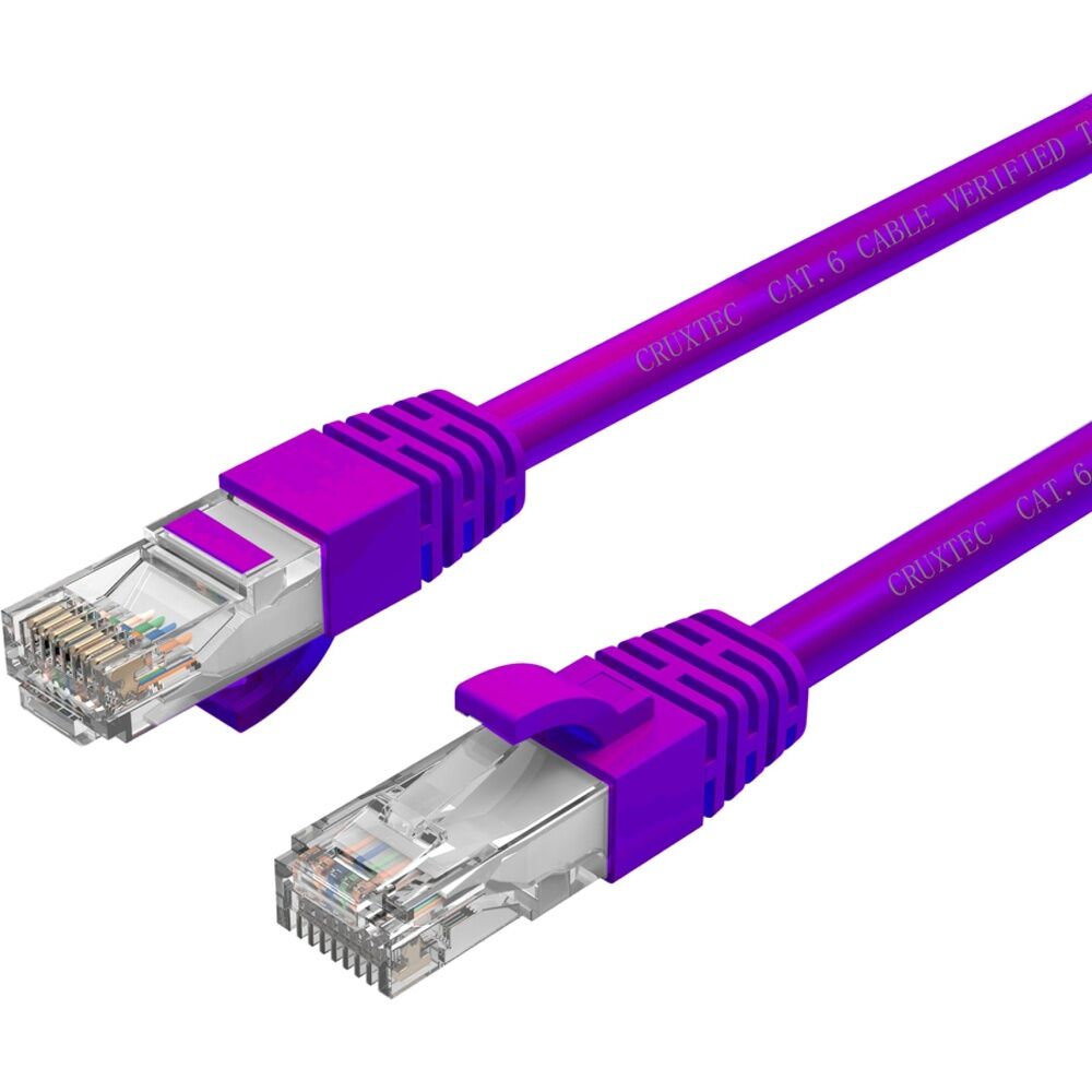 4PK Cruxtec CAT6 UTP 10GbE Ethernet Cable Purple 10m Gold-Plated RJ45