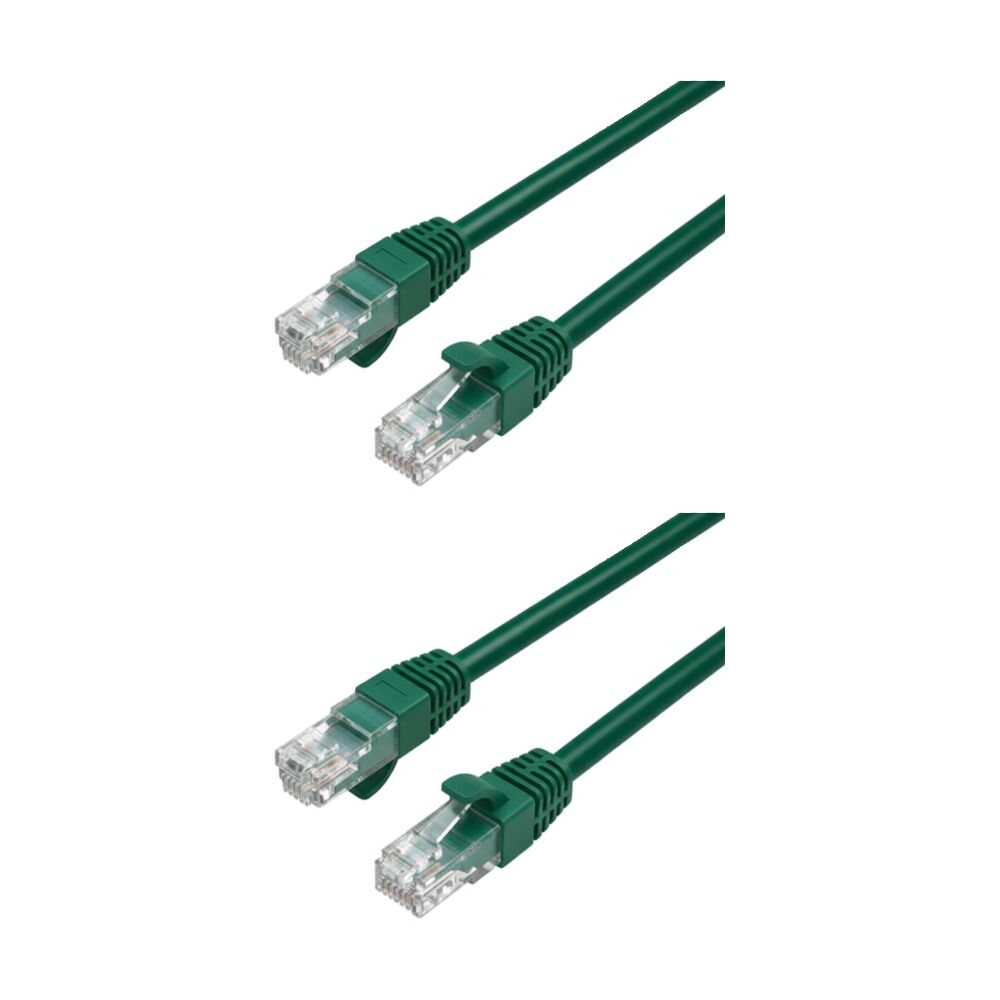 2PK Cruxtec RC6-003-DG CAT6 UTP 10GbE Ethernet Cable Dark Green 15m