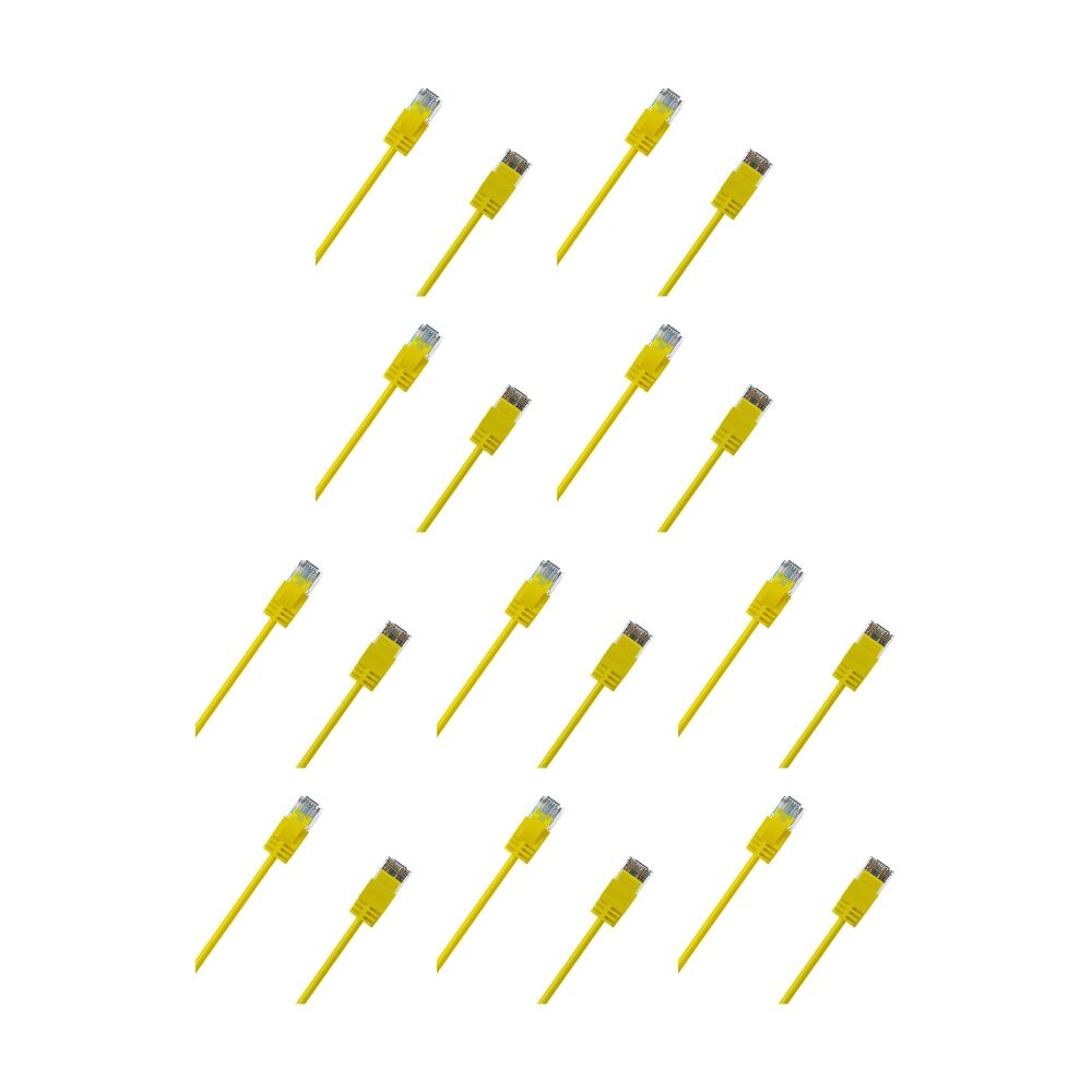 10PK Cruxtec Ultra-Thin CAT6A UTP Ethernet Cable Yellow 0.5m Gold-Plated RJ45