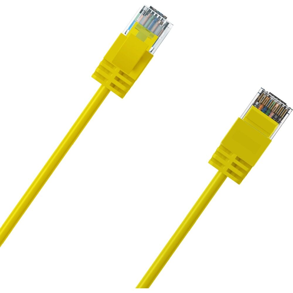 10PK Cruxtec Ultra-Thin CAT6A UTP Ethernet Cable Yellow 0.5m Gold-Plated RJ45