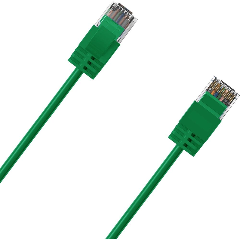10PK Cruxtec Ultra-Thin CAT6A UTP Ethernet Cable Green 1.5m Gold-Plated RJ45