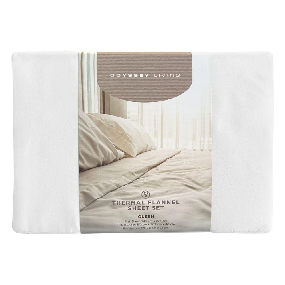 Odyssey Living Thermal Flannel Home Bedding Sheet Set w/Pillowcase White