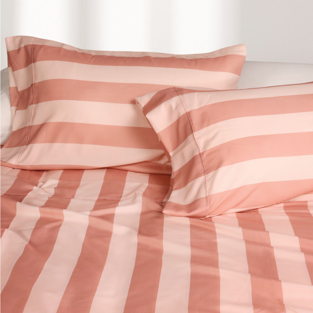 Odyssey Living Aspen Stripe Thermal Flannel Home Bedding Sheet Set Clay