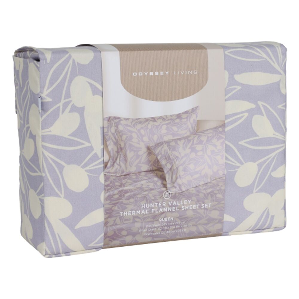 Odyssey Living Hunter Valley Thermal Flannel Home Bedding Sheet Set Lavender