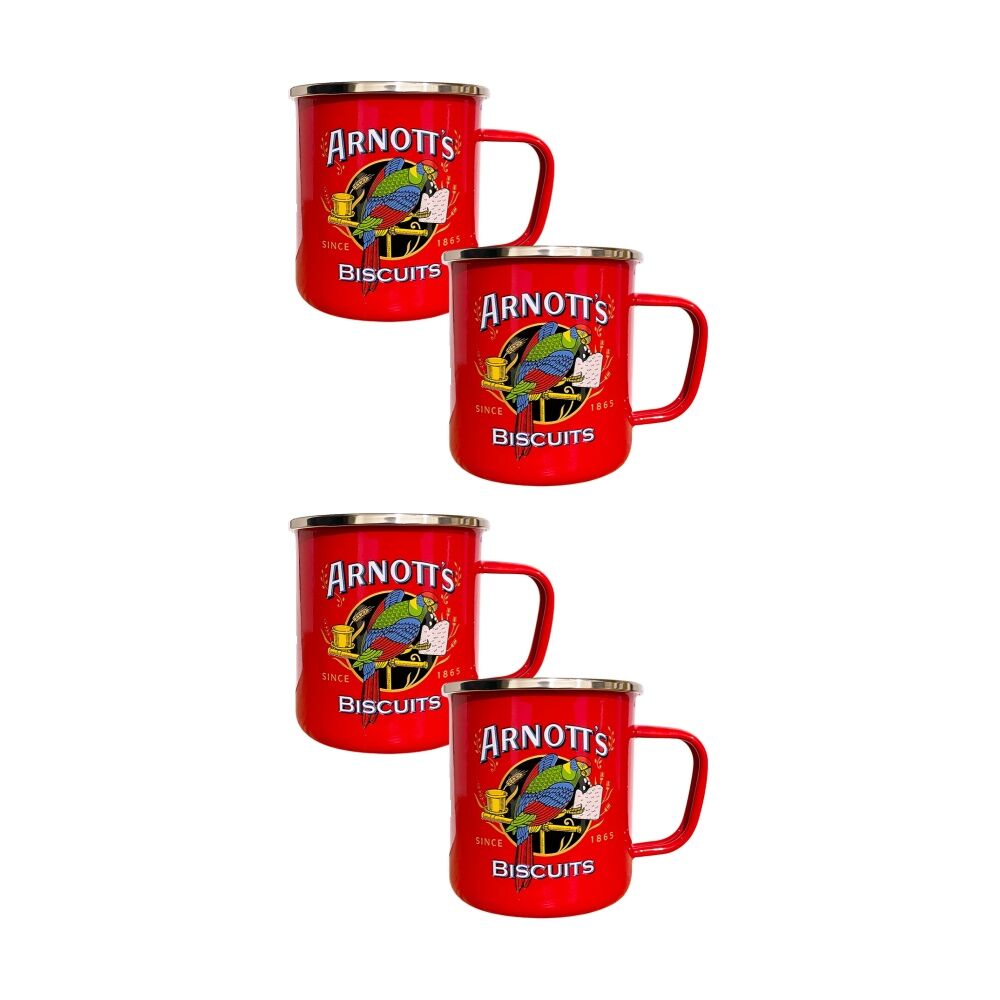 2x 2pc Rojo Arnott's Durable Steel Enamel Coffee Mug Set Red 9cm