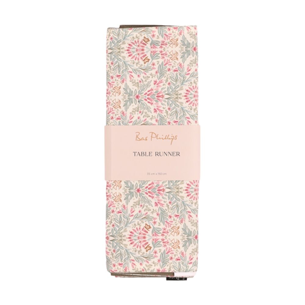Bas Phillips Printed Linen Looks Table Runner Winter Delicates Small 35x150cm
