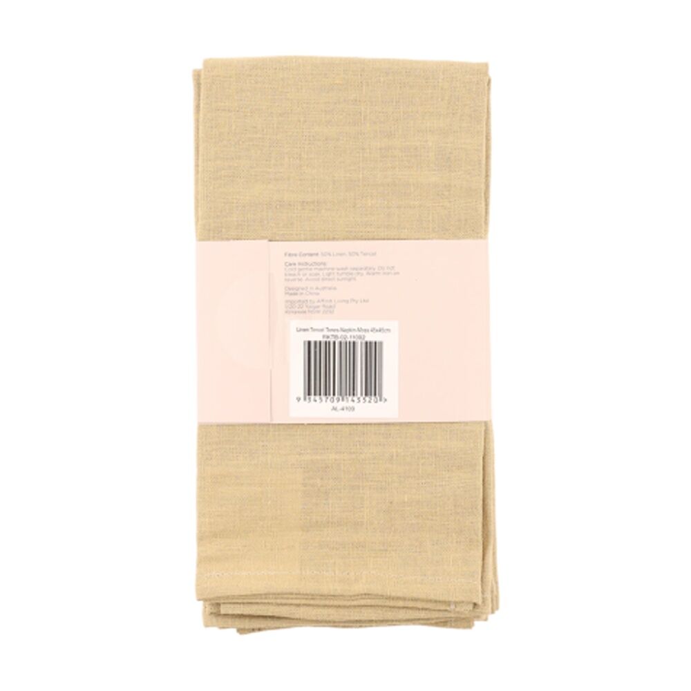 2x 4pc Bas Phillips Linen Tencel Napkins Set Kitchen Textile Moss 45cm