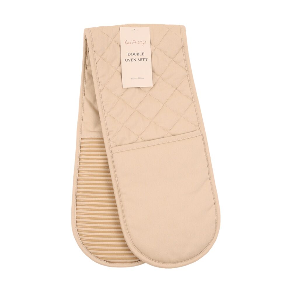 2PK Bas Phillips Essentials Cotton Double Oven Mitt Kitchen Linen Beach 18x90cm