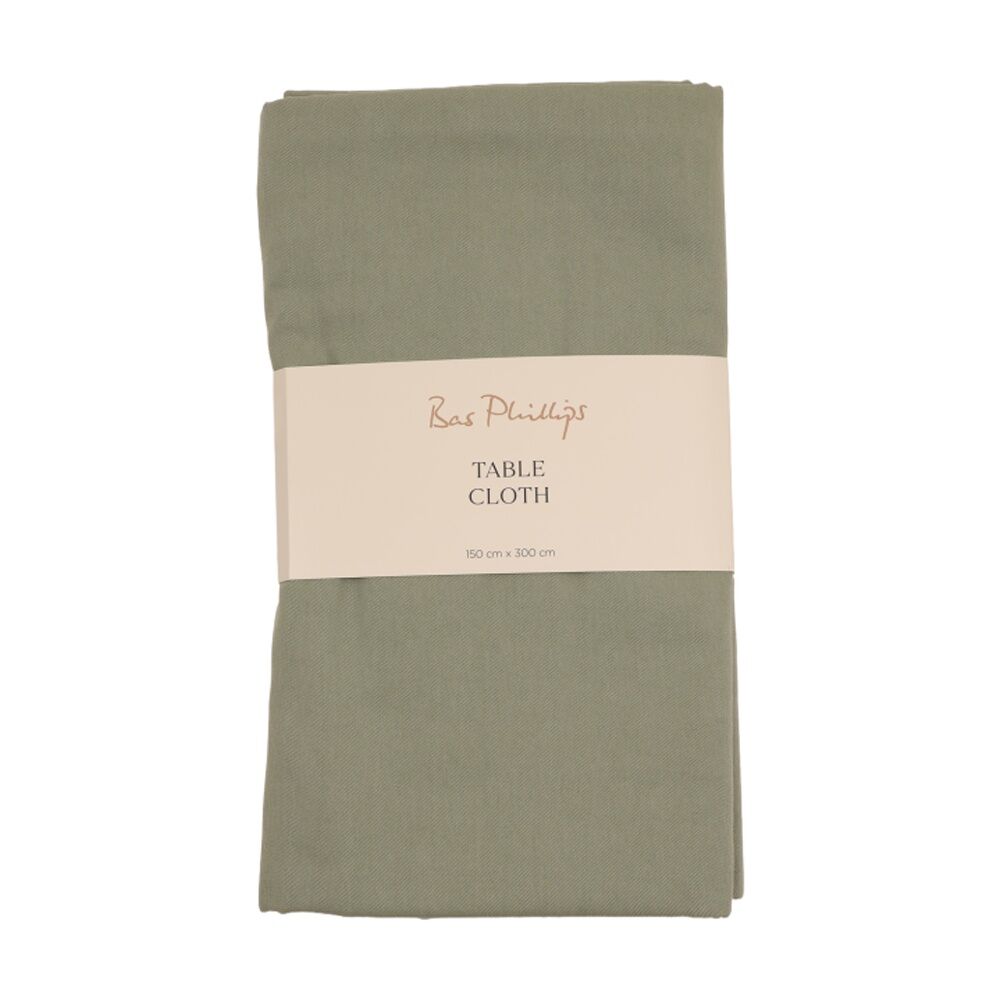 Bas Phillips Essentials Cotton Table Cloth W/ Piped Edge Sage Large 150x300cm