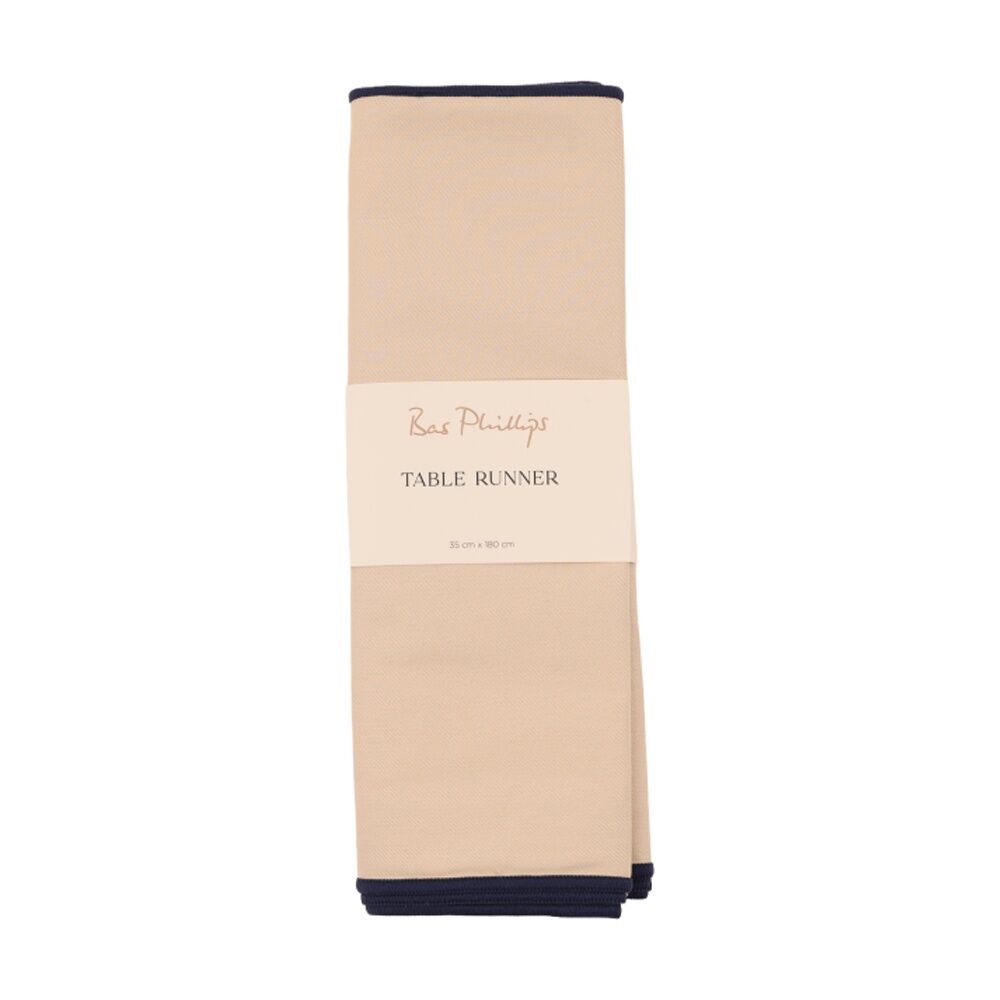 Bas Phillips Essentials Cotton Table Runner W/ Piped Edge Beach MED 35x180cm