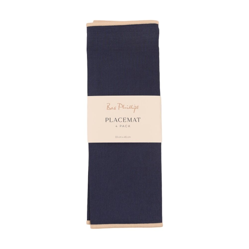 4pc Bas Phillips Essentials Cotton Placemat Set Table Linen Blue 33x35cm