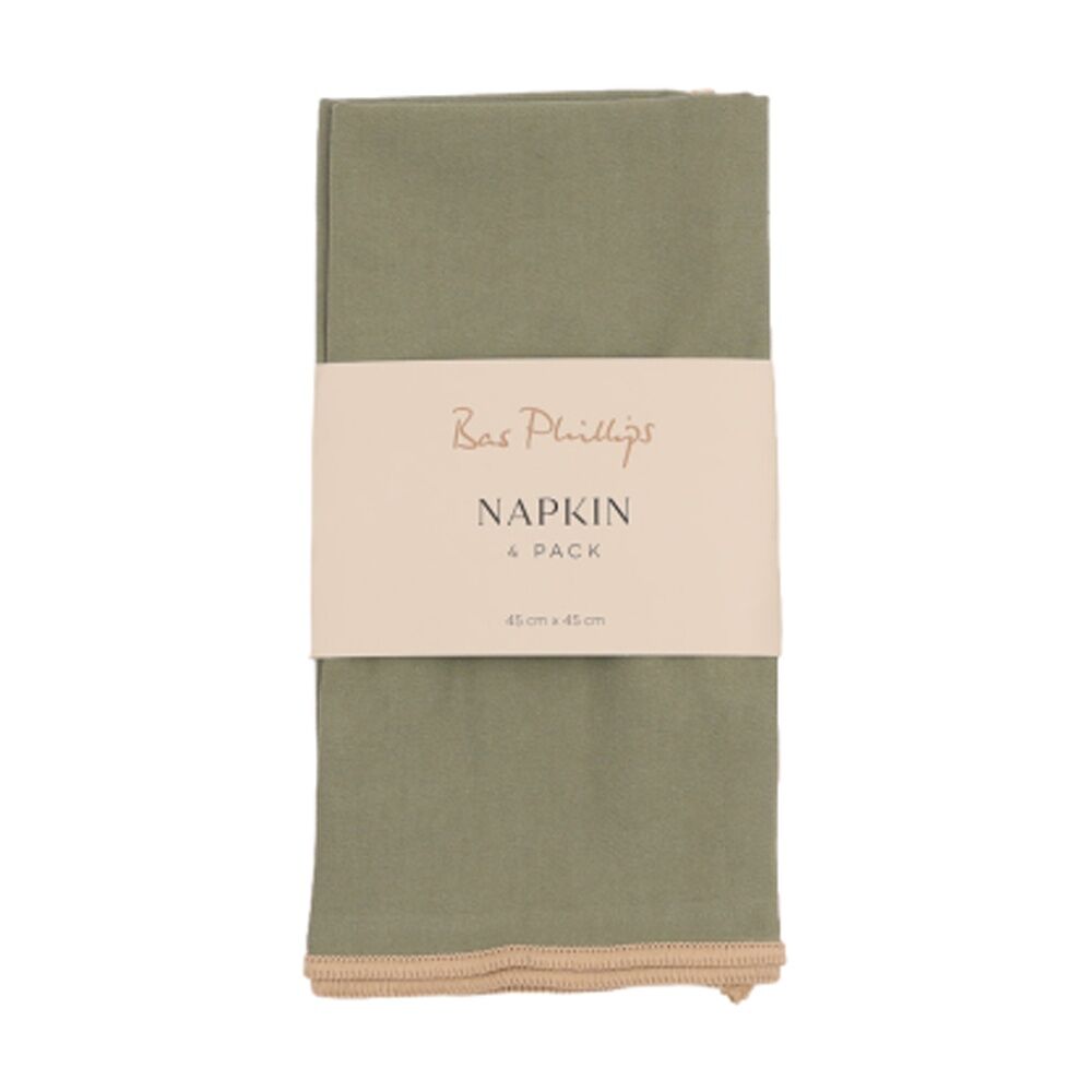 2x 4pc Bas Phillips Essentials Cotton Napkin Set Table Linen Sage 45x45cm