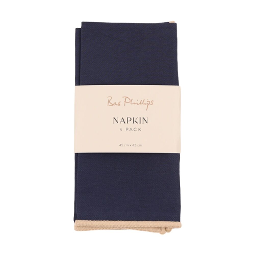 2x 4pc Bas Phillips Essentials Cotton Napkin Set Table Linen Blue 45x45cm