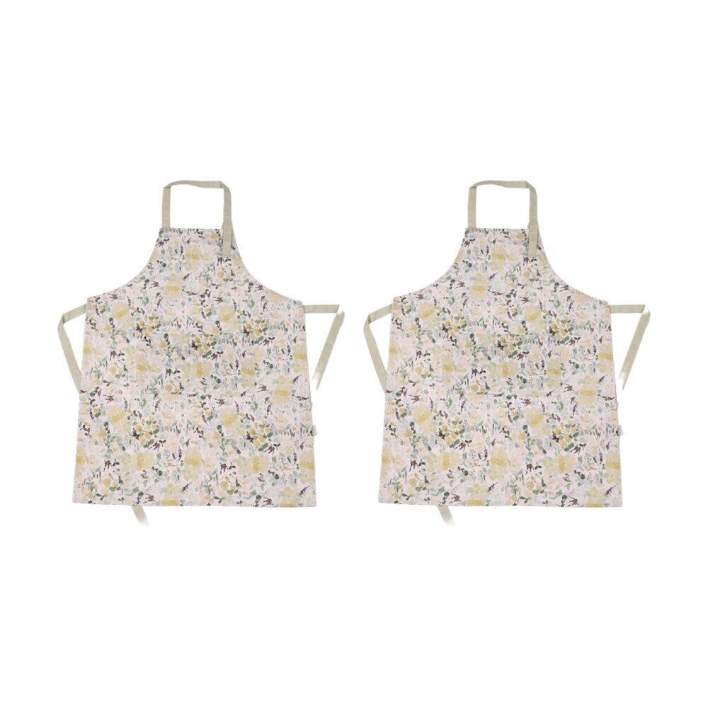 2PK Bas Phillips Printed Linen Looks Kitchen Apron Cotton Green Wonderland