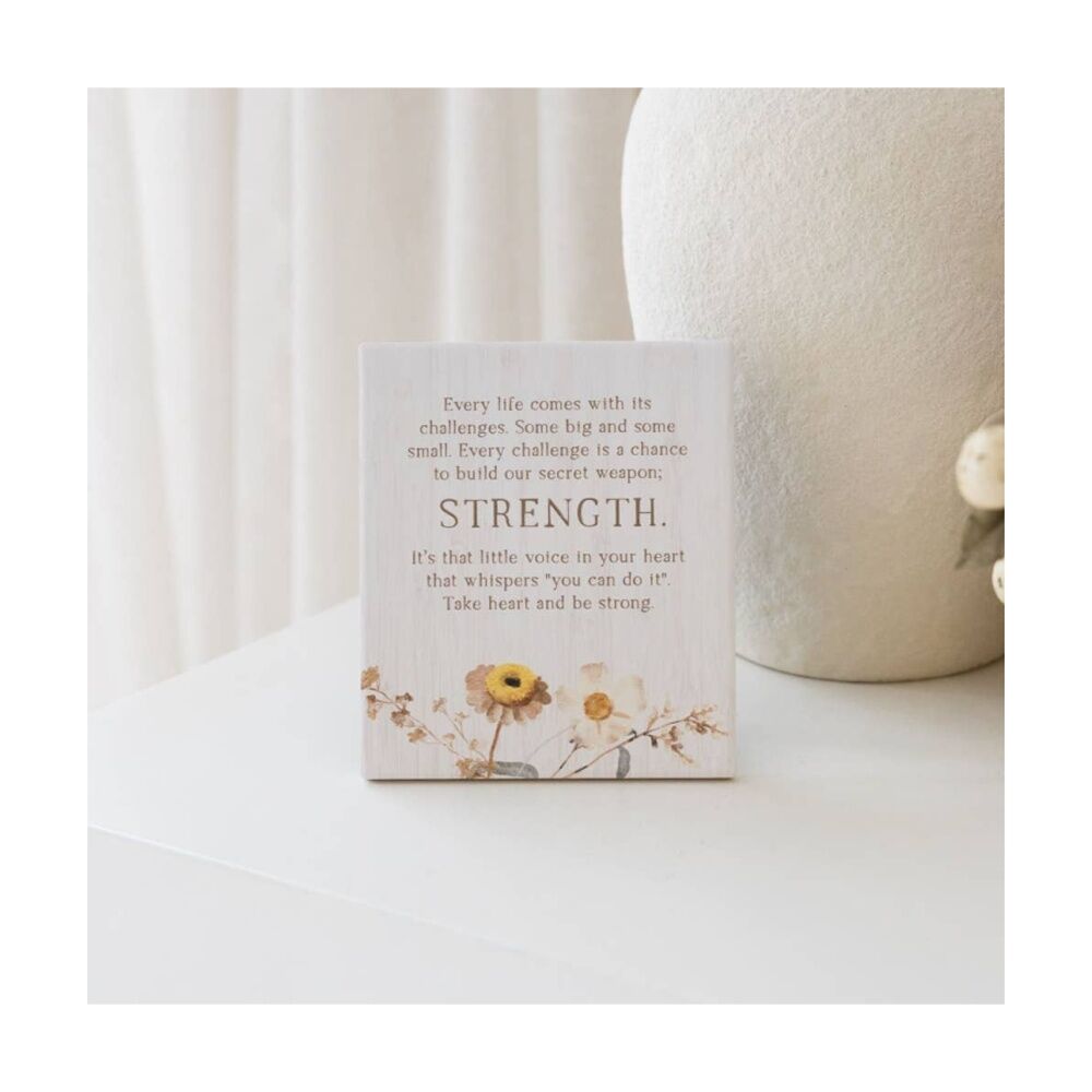2PK Splosh Rustic Meadow Strength Verse Plaque Beige 12x14cm W/ Stand/Hook