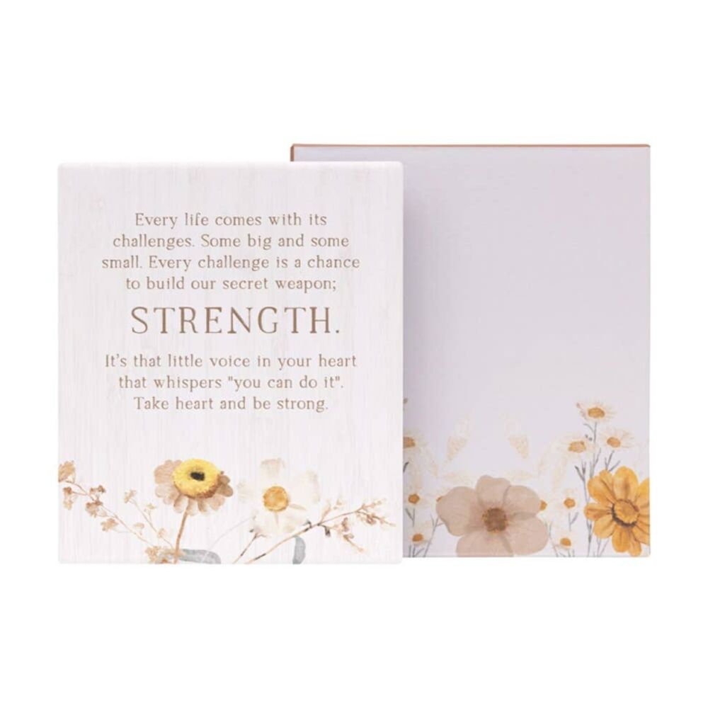 Splosh Rustic Meadow Strength Verse Ceramic Plaque Beige 12x14cm W/ Stand & Hook