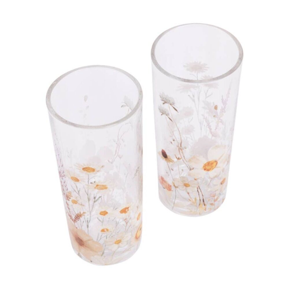 2pc Splosh Rustic Meadow Matching Hi-Ball Glasses Set Flower Artwork 15cm