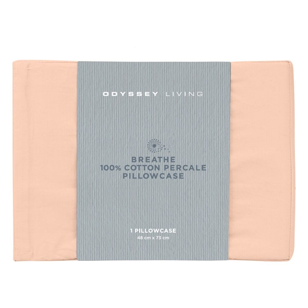 4x Odyssey Living Breathe Cotton Standard Pillowcase 48cm x 73cm Light Clay